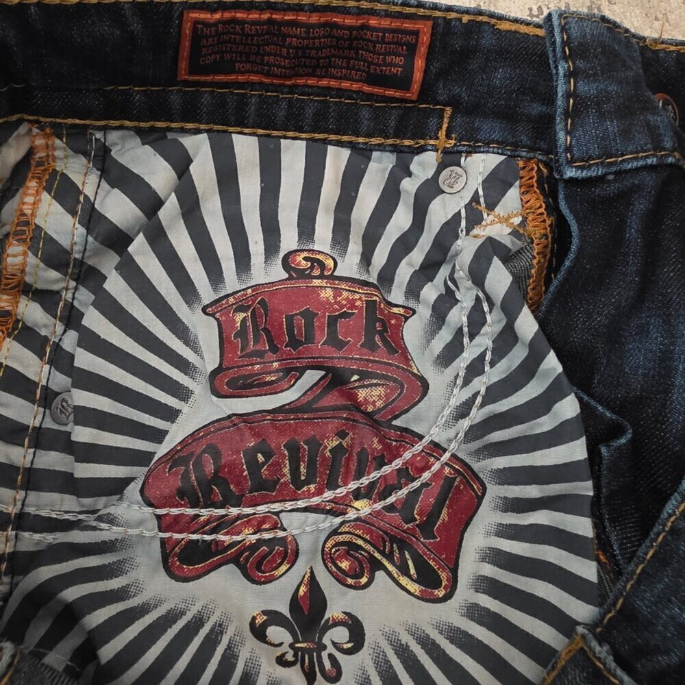 Men's Rock Revival Tommy Straight Leg Blue Jeans Size 30 - Picture 9 of 13